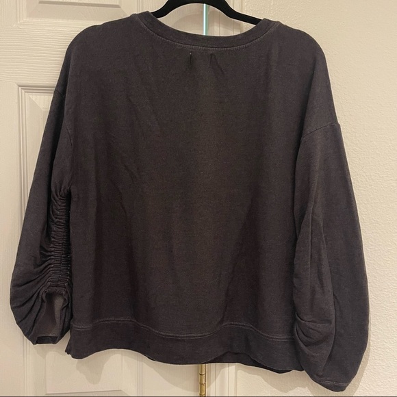 SUNDRY Womens grey red heart print embroidered pullover sweatshirt top sweater S - Picture 5 of 5